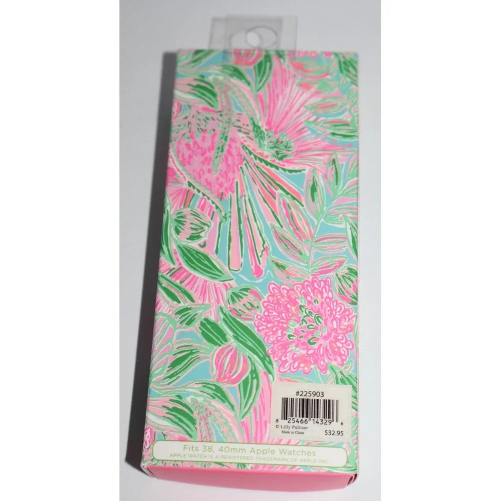 LILLY PULITZER Scrunchie Pink Green Blue Apple Watch Band 38 40 mm NEW